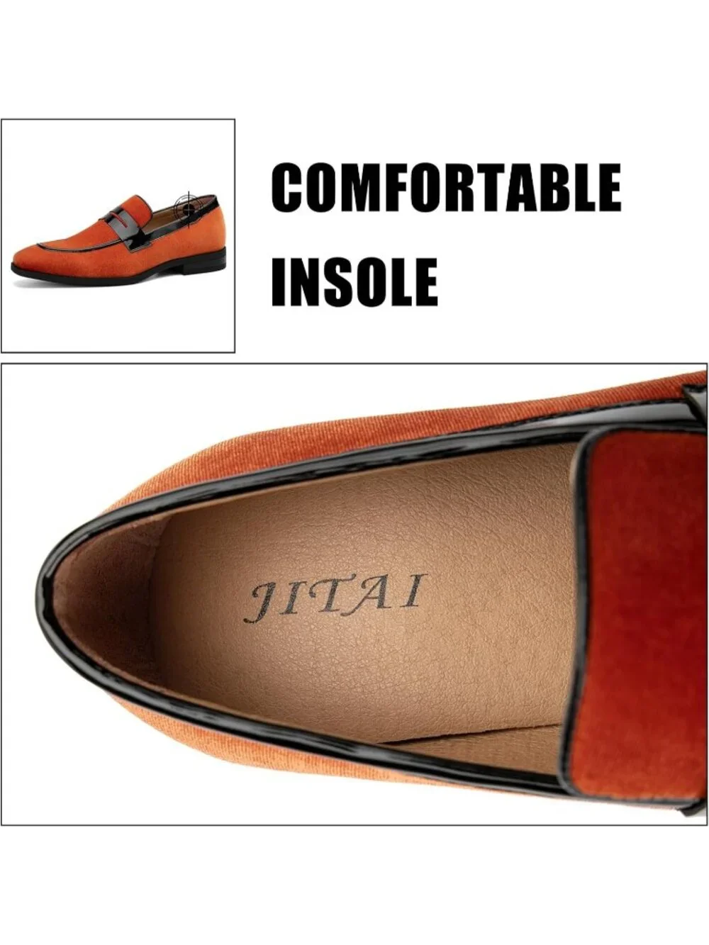 🆕Men's Orange Rubber Velvet Loafers Pull-On Dress Shoes Tuxedo Suit Shoes